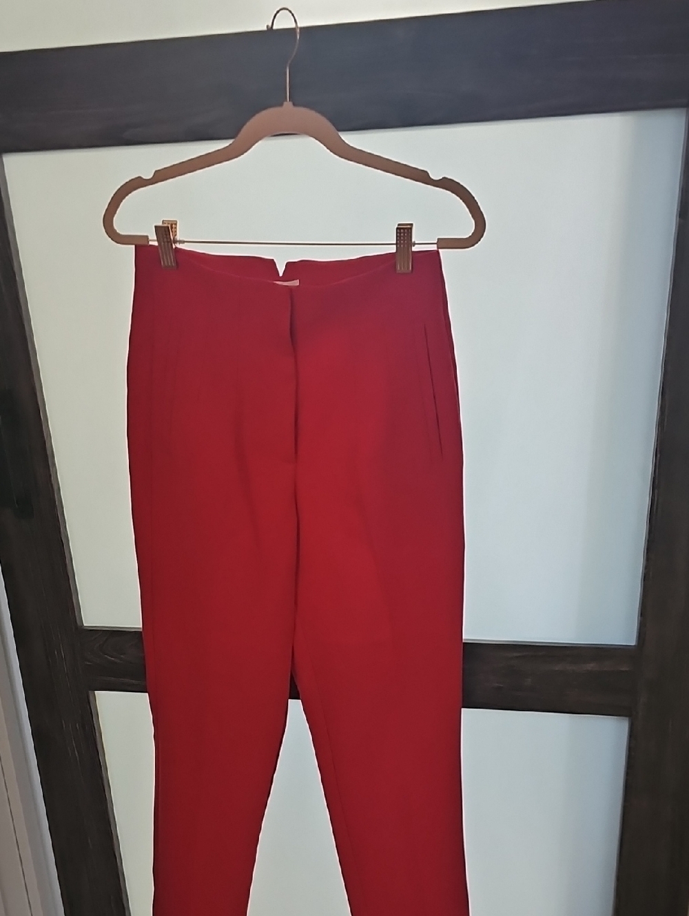 High-Rise Red Tailored Trousers for Women
